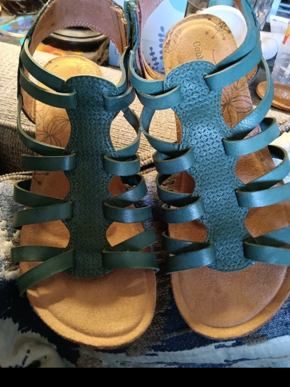 Cobb Hill Women’s Teal Multi-Strap Sandals with Cushioned Footbed